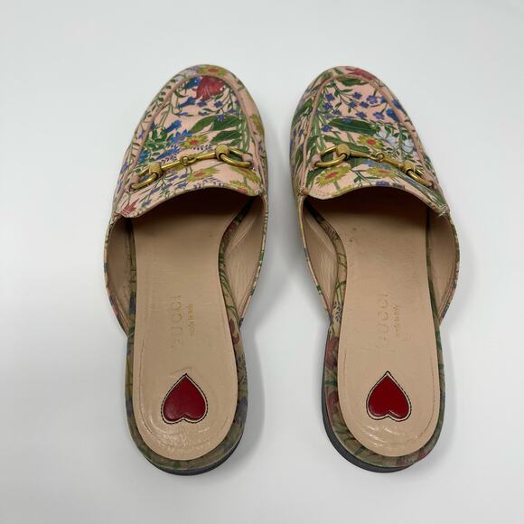 Gucci Pink Micro New Flora Horsebit Mules (Size 36.5 EU) - Picture 5 of 14